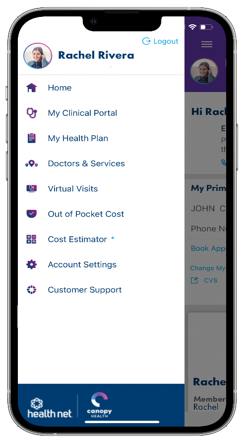 MyCanopy app main menu